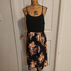 PatPat Black and Floral Midi Dress